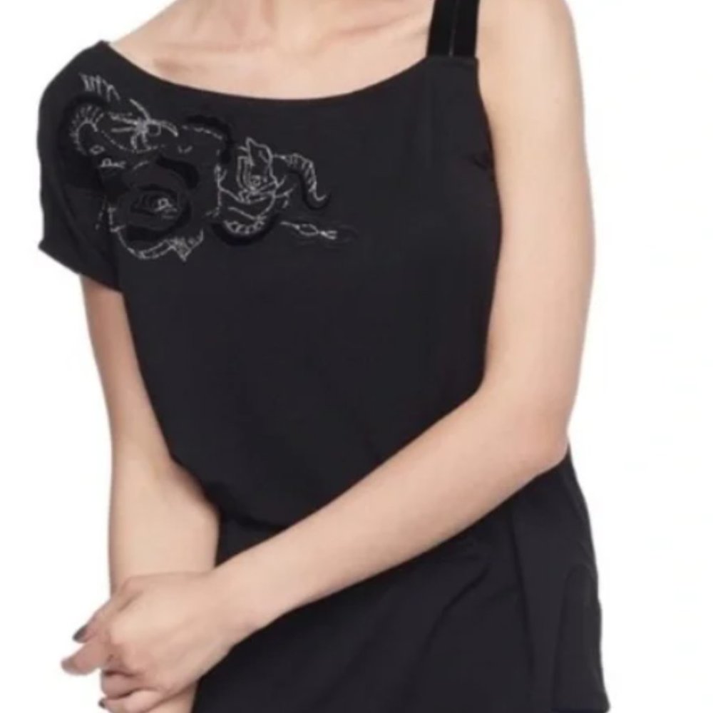 Rock & Republic Embroidered Velvet Top